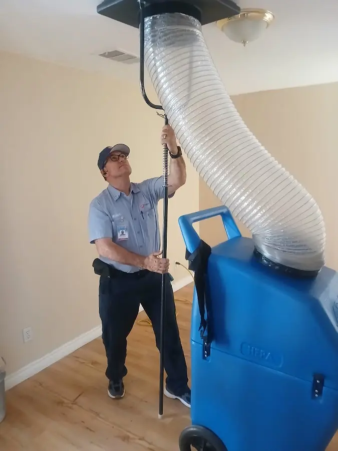 Mini Split Installation technician using HEPA equipment in Thousand Oaks